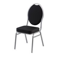 Banketová židle DIAMOND, černá, stříbrné nohy