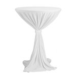 Ubrus VENICE na koktejlové stoly s deskou o průměru ∅ 80 - 85 cm a výškou cca 110 cm. 100% polyester se stuhou v barvě ubrusu