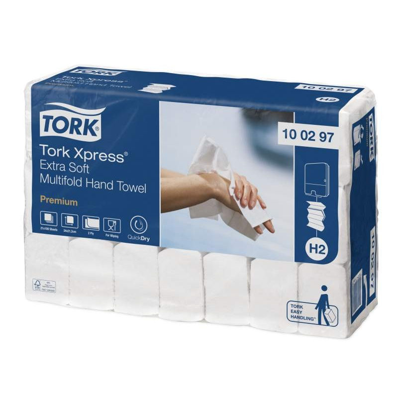 Tork Xpress® papírové ručníky 4/M 2100 ks, 21,2 x 34 cm, 21 bal., Multifold extra jemné bílé