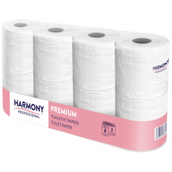 Toaletní papír Harmony Professional 3vr., celulóza, bílý 80%, 56x29,5 m