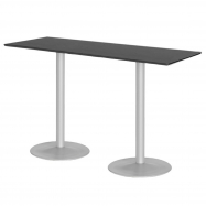 Barový stůl Luna, 1800x700 mm, HPL, černý, podnože hliníkový lak