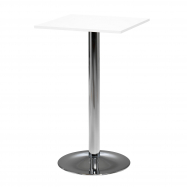 Barový stůl Bianca, 700x700 mm, HPL, bílý, chromované podnože