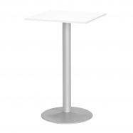 Barový stůl Bianca, 700x700 mm, HPL, bílý, podnože hliníkový lak