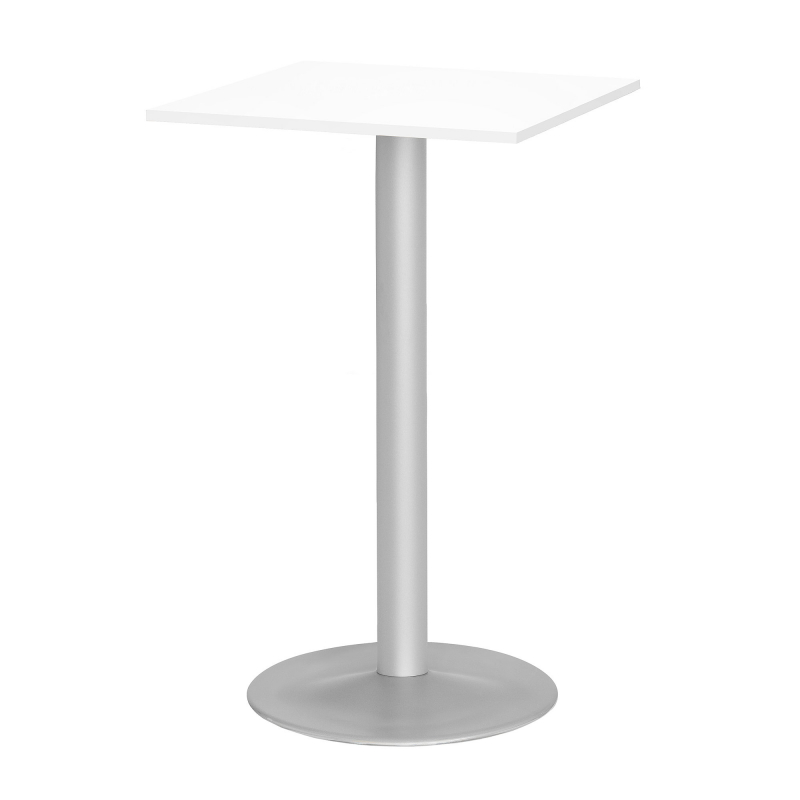 Barový stůl Bianca, 700x700 mm, HPL, bílý, podnože hliníkový lak