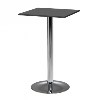 Barový stůl Bianca, 700x700 mm, HPL, černý, chromované podnože
