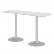 Barový stůl Luna, 1800x700 mm, HPL, bílý, podnože hliníkový lak
