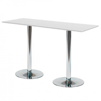 Barový stůl Luna, 1800x700 mm, HPL, bílý, chromované podnože