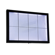 Osvětlená zasklená LED tabule 8 x A4, s postavcem a stojanem, černá