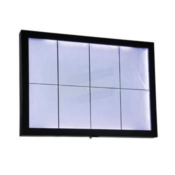 Osvětlená zasklená LED tabule 8 x A4, s postavcem a stojanem, černá
