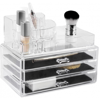 Velký organizér na kosmetiku Compactor – 3 zásuvky, horní úložný prostor, čirý plast