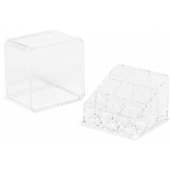 Organizér na rtěnky Compactor – 9 přihrádek, krabička na tampónky, čirý plast