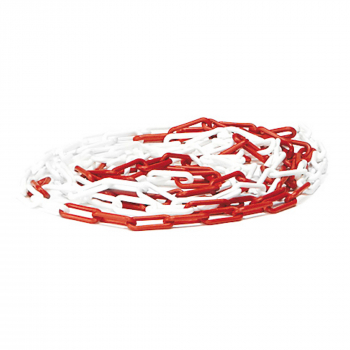 Plastový řetěz 25 m, tl. 8 mm, červeno-bílý