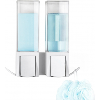Compactor Edge nástěnný dávkovač mýdla / šampónu, chrom / ABS plast - bílý, 2 x 500 ml