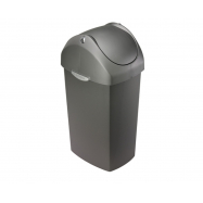 Odpadkový koš Simplehuman – 60 l, houpací víko, šedý plast