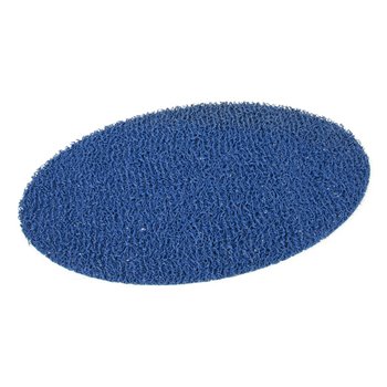 Modrá vinylová protiskluzová sprchová oválná rohož FLOMA Spaghetti - délka 39,5 cm, šířka 70 cm a výška 1,2 cm