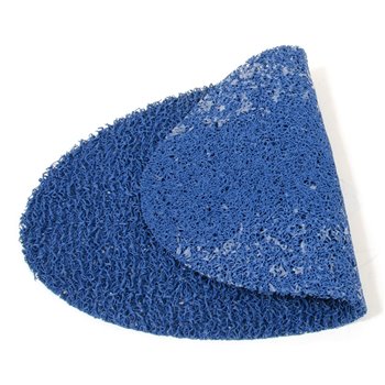 Modrá vinylová protiskluzová sprchová oválná rohož FLOMA Spaghetti - délka 39,5 cm, šířka 70 cm a výška 1,2 cm