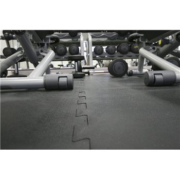 Černá gumová koncová fitness modulová deska Sport Tile - délka 61 cm, šířka 61 cm a výška 1 cm