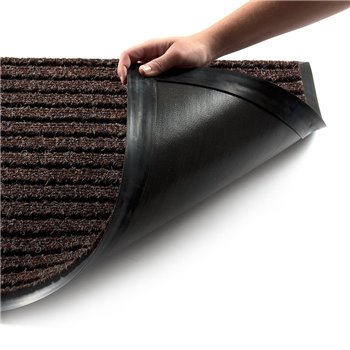 Hnědá textilní vnitřní čistící zátěžová vstupní rohož FLOMA Shakira - délka 150 cm, šířka 150 cm a výška 1,6 cm