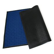 Modrá textilní gumová čistící vstupní rohož FLOMA Criss Cross - délka 120 cm, šířka 180 cm a výška 0,8 cm