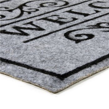 Šedá textilní čistící vnitřní vstupní rohož FLOMA Welcome - Deco - délka 33 cm, šířka 58 cm a výška 0,3 cm