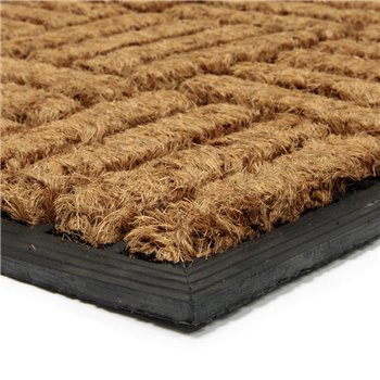 Kokosová čistící venkovní vstupní rohož FLOMA Lines - Squares - délka 45 cm, šířka 75 cm a výška 2 cm