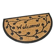 Kokosová čistící venkovní půlkruhová vstupní rohož FLOMA Welcome - Deco - délka 45 cm, šířka 75 cm a výška 0,8 cm