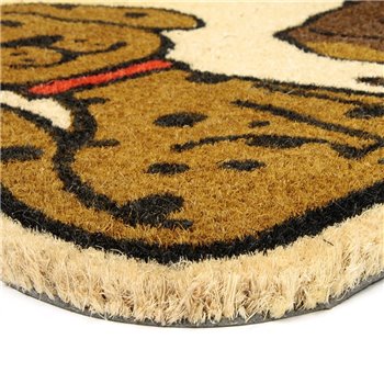 Kokosová venkovní čistící vstupní rohož FLOMA Happy Dogs - délka 45 cm, šířka 75 cm a výška 1,7 cm