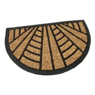 Kokosová čistící venkovní půlkruhová vstupní rohož FLOMA Stripes - Lines - délka 40 cm, šířka 60 cm a výška 0,8 cm