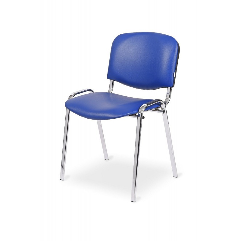 Konferenční ocelová židle ISO 24H CR, ekokůže, modrá / chrom