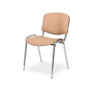Konferenční ocelová židle ISO 24H CR, ekokůže, světle hnědá / chrom