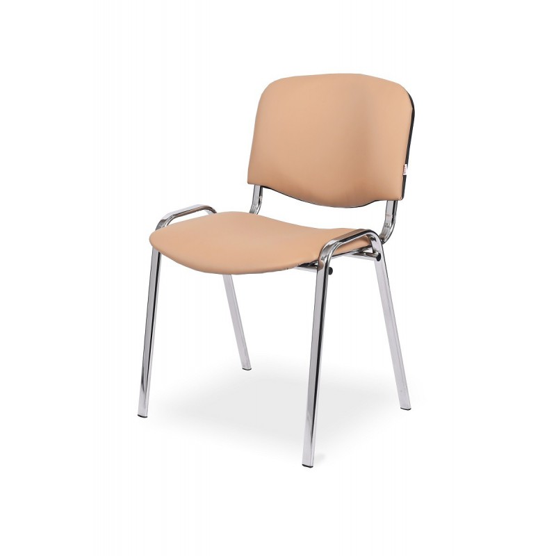 Konferenční ocelová židle ISO 24H CR, ekokůže, světle hnědá / chrom