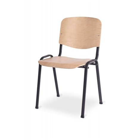 Konferenční ocelová židle ISO WOOD BL, bříza / černá