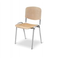 Konferenční ocelová židle ISO WOOD CR, bříza / chrom