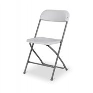 Skládací židle POLY 7, šedý rám, bílý sedák a opěradlo