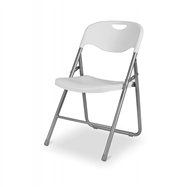 Skládací židle POLY 9, šedý rám, bílý sedák a opěradlo