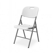Skládací židle POLY 11, šedý rám, bílý sedák a opěradlo