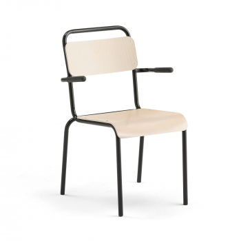 Jídelní židle Frisco, s područkami, černý rám, HPL bříza