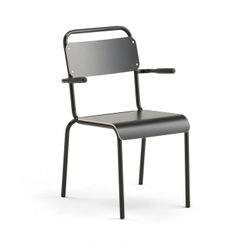 Jídelní židle Frisco, s područkami, černý rám, HPL černá