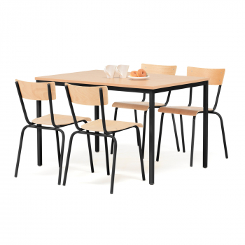Jídelní sestava: stůl 1200x800 mm + 4 židle, buk/černá