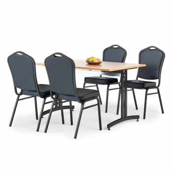 Jídelní sestava: stůl 1200x800 mm, buk + 4 židle, černá/černá koženka
