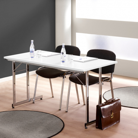 Skládací stůl Claire, 1400x700 mm, bílá, chrom