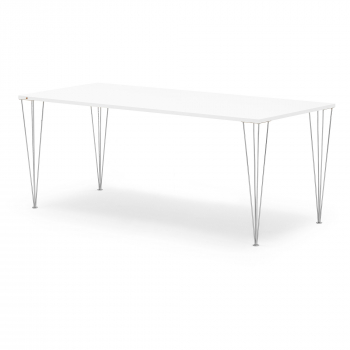Jídelní stůl Zadie, 2000x800 mm, HPL, bílá/chrom