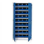 Skříň s plastovými boxy 9000 + Style, 1900x1000x400 mm, 36 modrých boxů