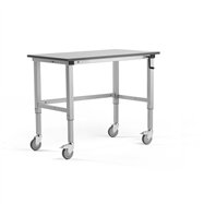 Mobilní pracovní stůl Motion, manuální zdvih, nosnost 150 kg, 1200x600 mm, šedá deska HPL