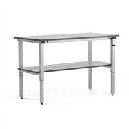 Pracovní stůl Motion, se spodní policí, manuální zdvih, nosnost 150 kg, 1500x600 mm, šedá deska HPL