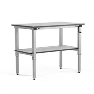 Pracovní stůl Motion, se spodní policí, manuální zdvih, nosnost 150 kg, 1200x600 mm, šedá deska HPL
