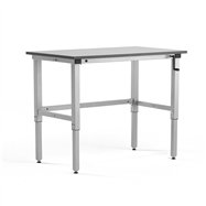 Pracovní stůl Motion, manuální zdvih, nosnost 150 kg, 1200x600 mm, šedá deska HPL