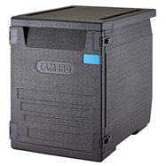 Termoizolační box Cam GoBox® s předním plněním pro nádoby 600x400 mm, se 6 vestavěnými drážkami, 126 l, černý