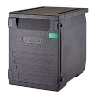 Termoizolační box Cam GoBox® s předním plněním pro nádoby 600x400 mm, s 9 vestavěnými drážkami, 126 l, černý