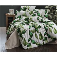 Povlečení bavlna 140x200, 70x90 cm Leaves green, nitěný knoflík